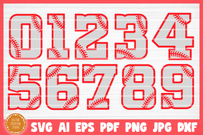 Baseball Numbers Font SVG Clipart