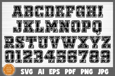 Disstressed Sport Alphabet Font SVG Clipart