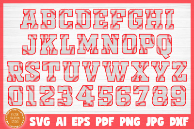 Baseball Alphabet Font SVG Clipart