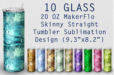 10 Tumbler Straight 20 OZ Sublimation Glass Wrap Design