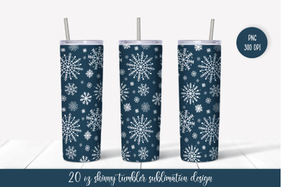 Blue winter tumbler sublimation wrap. Christmas tumbler