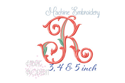 Letter R MONOGRAM Embroidery Design #1128