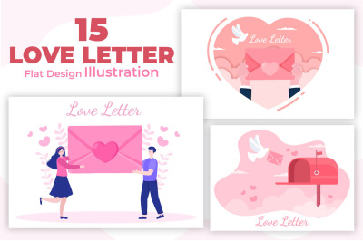 15 Love Letter Background Flat Illustration