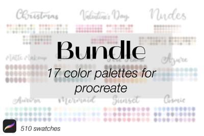 Bundle 17 Procreate Color Palettes. 510 Swatches