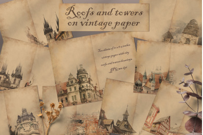 Vintage sheets &quot;Roofs and Towers&quot;. Digital Album 3