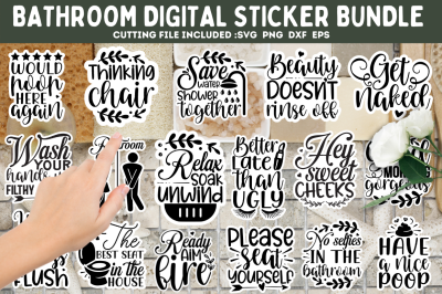 Bathroom Stickers SVG Bundle