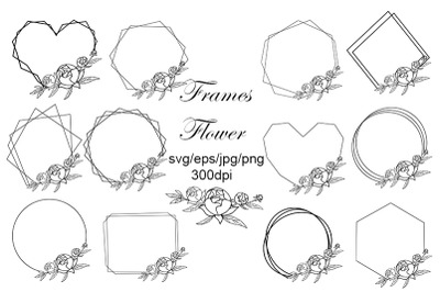 Geometric Floral Frames SVG. Wedding. Flowers. Birthday.