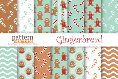 Mint Green Gingerbread Digital Paper - U012MG02