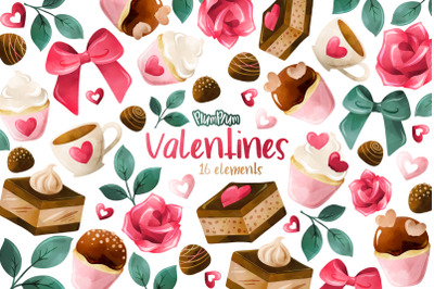 Valentines Watercolor Cliparts