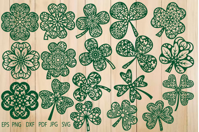 Mandala Shamrock and Four Leaf Clover For St. Patrick&#039;s Day