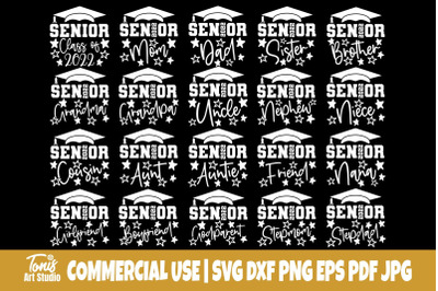 Senior 2022 SVG Bundle, Graduation Svg, Png, Dxf, Senior Mom Svg, Seni