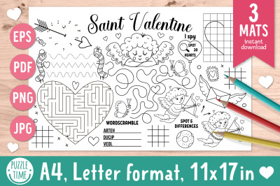 Saint Valentine activity mats