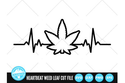 Heartbeat Line Weed SVG | Weed Leaf Cut File | Marijuana Leaf SVG