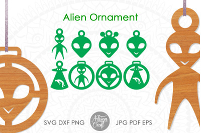 Alien Christmas ornament SVG for laser cutting