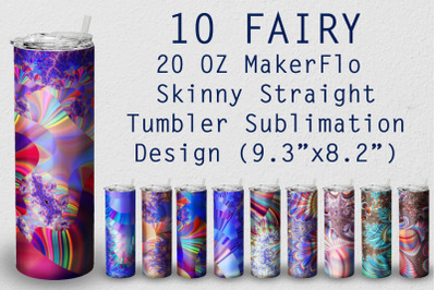 10 Tumbler Straight 20 OZ Sublimation Fairy Wrap Design