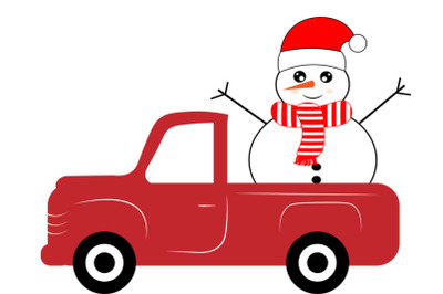Red truck and snowman svg, Christmas SVG, santa claus svg, christmas C