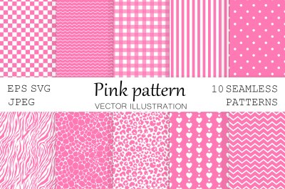 Pink pattern. Pink animal print. Heart pattern. Pink strips