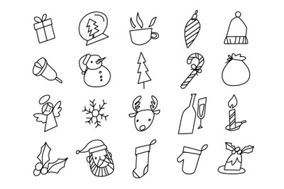 Set of Christmas doodle icons