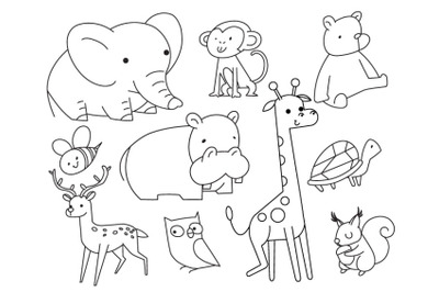 Set of cute children&#039;s illustrations animals