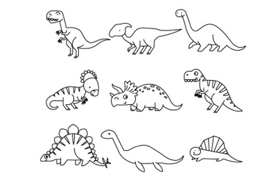 Set of cute cartoon dinosaurs