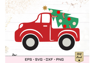 Christmas truck svg | Truck with tree svg