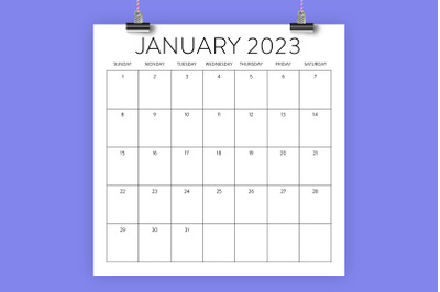 2023 Square 12x12 Inch Modern Calendar