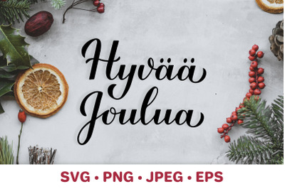 Hyv Joulua. Merry Christmas lettering in Finnish.