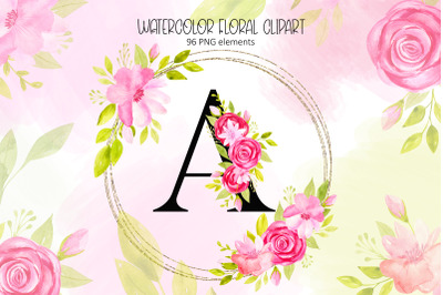 Watercolor Floral Alphabet clipart