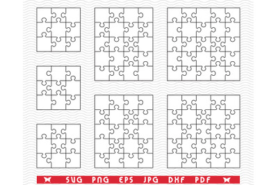 SVG White Puzzles, Separate pieces, digital clipart