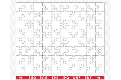 SVG White Puzzle, Separate pieces, digital clipart