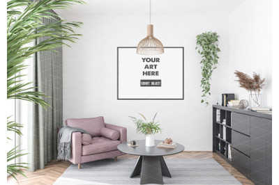 Interior scene artwork background frame mockup