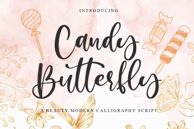 Candy Butterfly a Beauty Modern Calligraphy
