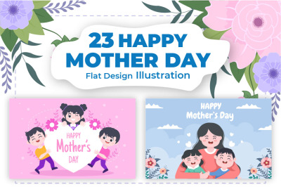 23 Happy Mother Day Flat Design Illustration