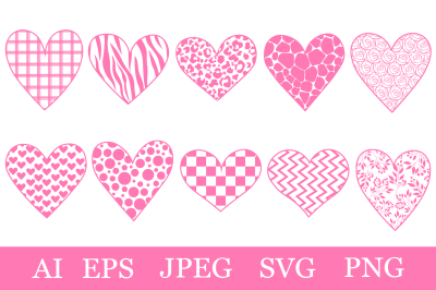 Hearts sublimation. Hearts ornaments. Hearts SVG