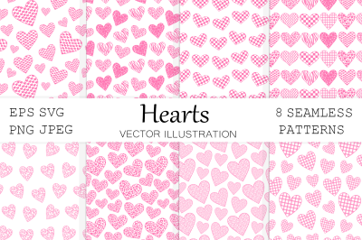 Hearts pattern. Hearts ornaments SVG. Valentines Day pattern