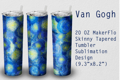 Tumbler Tapered 20 OZ Sublimation Van Gogh Wrap Design