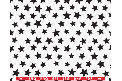 SVG Black Stars, Seamless pattern, digital clipart