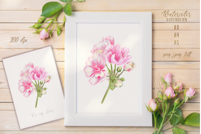 Bouquet of Pink Flowers - watercolor illustration