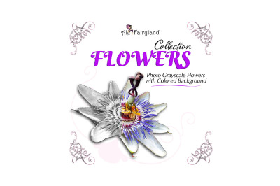 Grayscale Flowers Coloring Book Pages