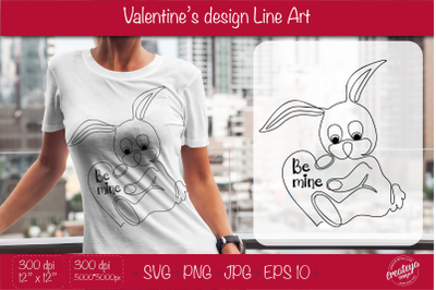 Rabbit svg, Line Art SVG illustration, Valentines day quotes