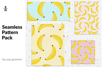 Hand drawn bananas seamless patterns
