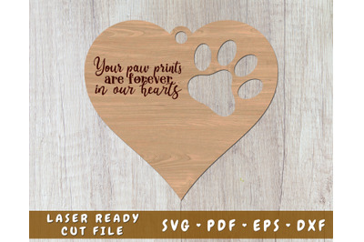 Your Paw Prints Are Forever In Our Hearts Laser SVG