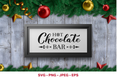 Hot chocolate bar. Christmas sign SVG. Retro holidays sign