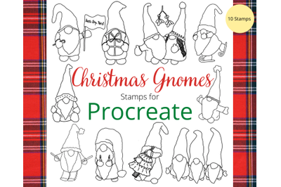 Procreate Christmas Gnome Stamps X 10
