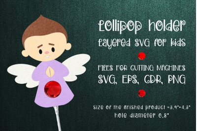 Angel Boy Lollipop Holder SVG