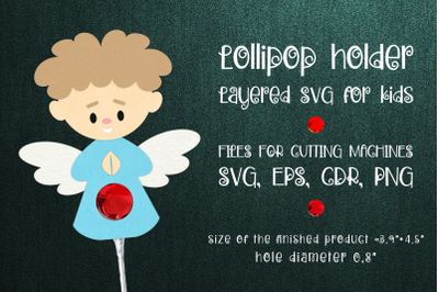 Angel Boy Lollipop Holder Template SVG