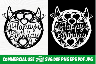 Cake Topper SVG, Birthday Girl Svg, Butterflies