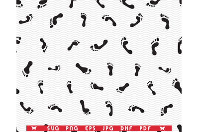 SVG Footprint, Seamless pattern, Silhouettes, Digital clipart