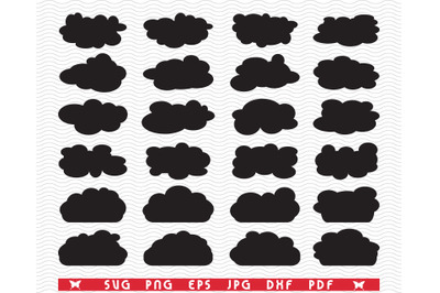 SVG Clouds, Weather,  Black Silhouettes, Digital clipart