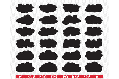 SVG Clouds&2C; Weather&2C;  Black Silhouettes&2C; Digital clipart